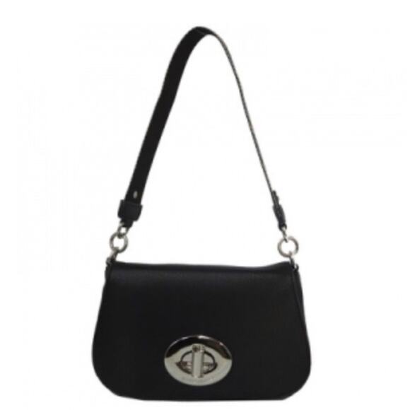 Crossbody bag black with 2 straps turn lock closure - Picture 1 of 8
